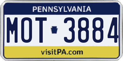PA license plate MOT3884