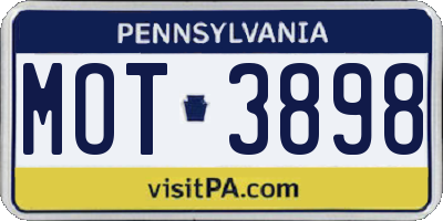 PA license plate MOT3898