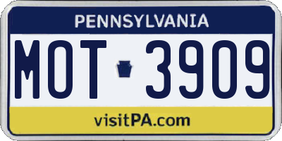 PA license plate MOT3909