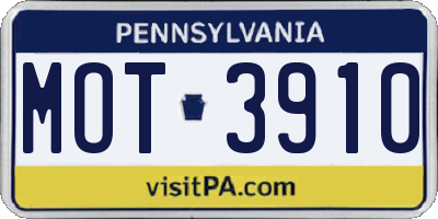 PA license plate MOT3910