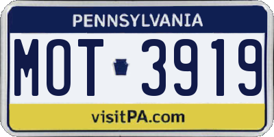 PA license plate MOT3919