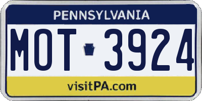 PA license plate MOT3924