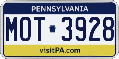 PA license plate MOT3928