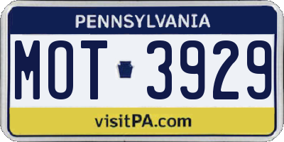 PA license plate MOT3929