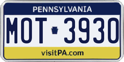 PA license plate MOT3930