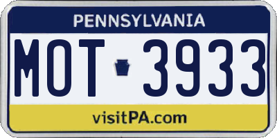 PA license plate MOT3933