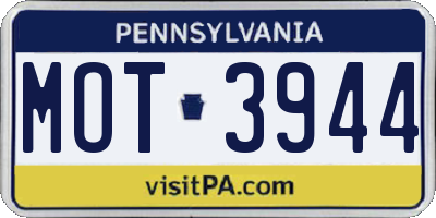 PA license plate MOT3944
