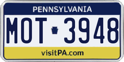 PA license plate MOT3948