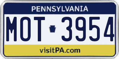 PA license plate MOT3954