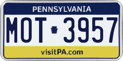 PA license plate MOT3957