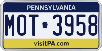 PA license plate MOT3958