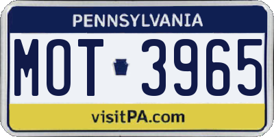 PA license plate MOT3965