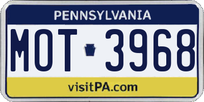 PA license plate MOT3968