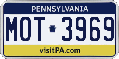 PA license plate MOT3969