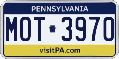 PA license plate MOT3970