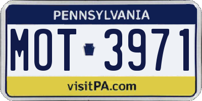 PA license plate MOT3971