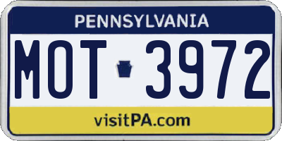 PA license plate MOT3972