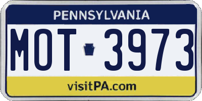 PA license plate MOT3973