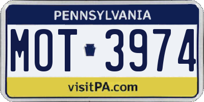PA license plate MOT3974