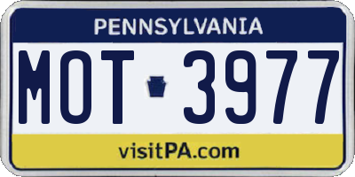 PA license plate MOT3977