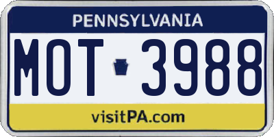 PA license plate MOT3988