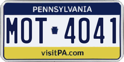 PA license plate MOT4041