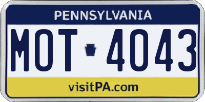 PA license plate MOT4043