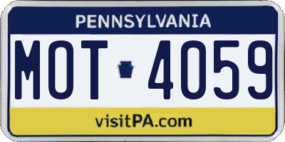 PA license plate MOT4059
