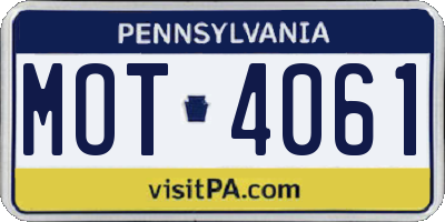 PA license plate MOT4061
