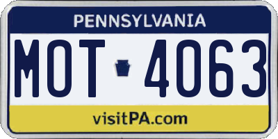 PA license plate MOT4063