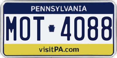 PA license plate MOT4088