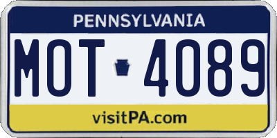 PA license plate MOT4089