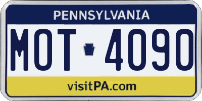 PA license plate MOT4090