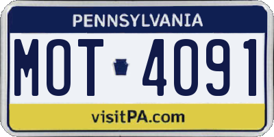 PA license plate MOT4091