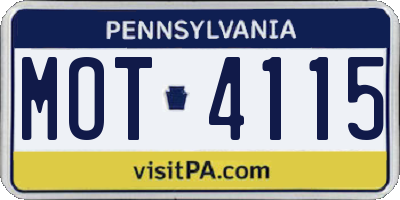 PA license plate MOT4115
