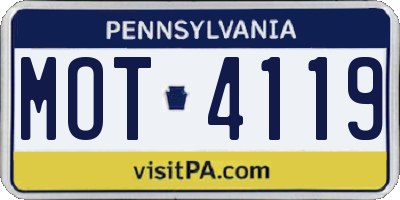 PA license plate MOT4119