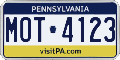 PA license plate MOT4123