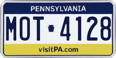 PA license plate MOT4128