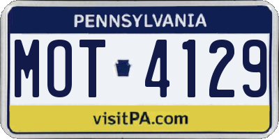 PA license plate MOT4129