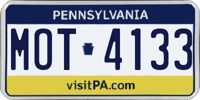 PA license plate MOT4133