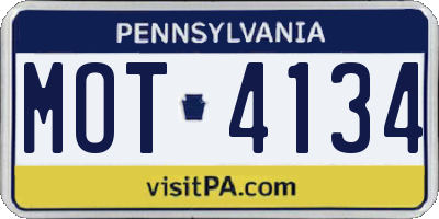 PA license plate MOT4134