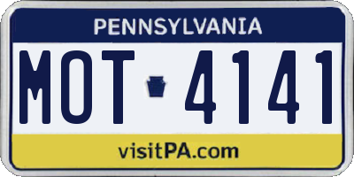 PA license plate MOT4141