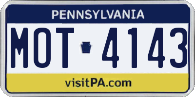 PA license plate MOT4143