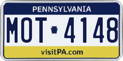 PA license plate MOT4148