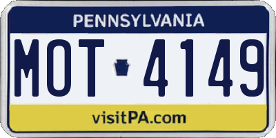PA license plate MOT4149