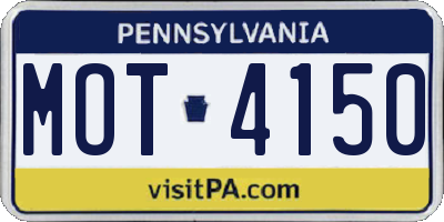 PA license plate MOT4150