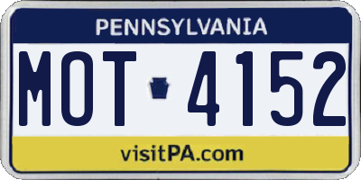 PA license plate MOT4152