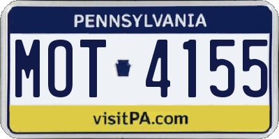PA license plate MOT4155
