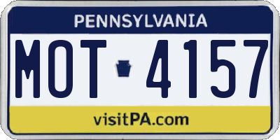 PA license plate MOT4157