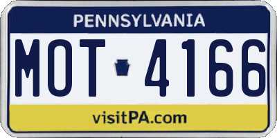 PA license plate MOT4166